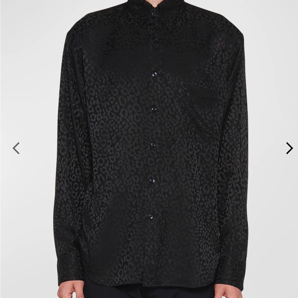 Tom Ford Black Leopard Print Dress Shirt